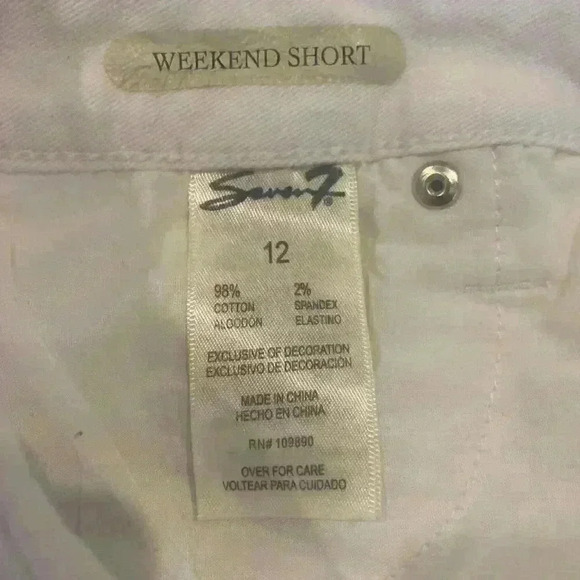 Seven 7 Jeans Denim Cutoff Weekend Shorts size 12 raw hem with Stretch Summer - Picture 7 of 8